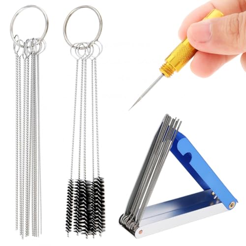 Image of Windance Carburetor Carbon Dirt Jet Cleaner Kit, 1 Sharp Pick, 13 Cleaning Wires Set, 10 Cleaning Needles, 5 Nylon Brushes Tool Kit for Motorcycle ATV Moped Welder Carb Spray Torch Tips