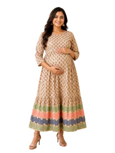 Image of RITIJYA Feeding Kurta for Women with Zip | Maternity Kurti for Nursing Mothers | Concealed Zipper, Extra Pleats Pre to Post Pregnancy | Quick-Dry Comfort Fabric | S-4XL