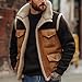 Bderkz Men's Retro Colour-Block Pocket Suede Vest Casual Fleece Collar Sleeveless Jacket Coats Fashion Layering(Small)