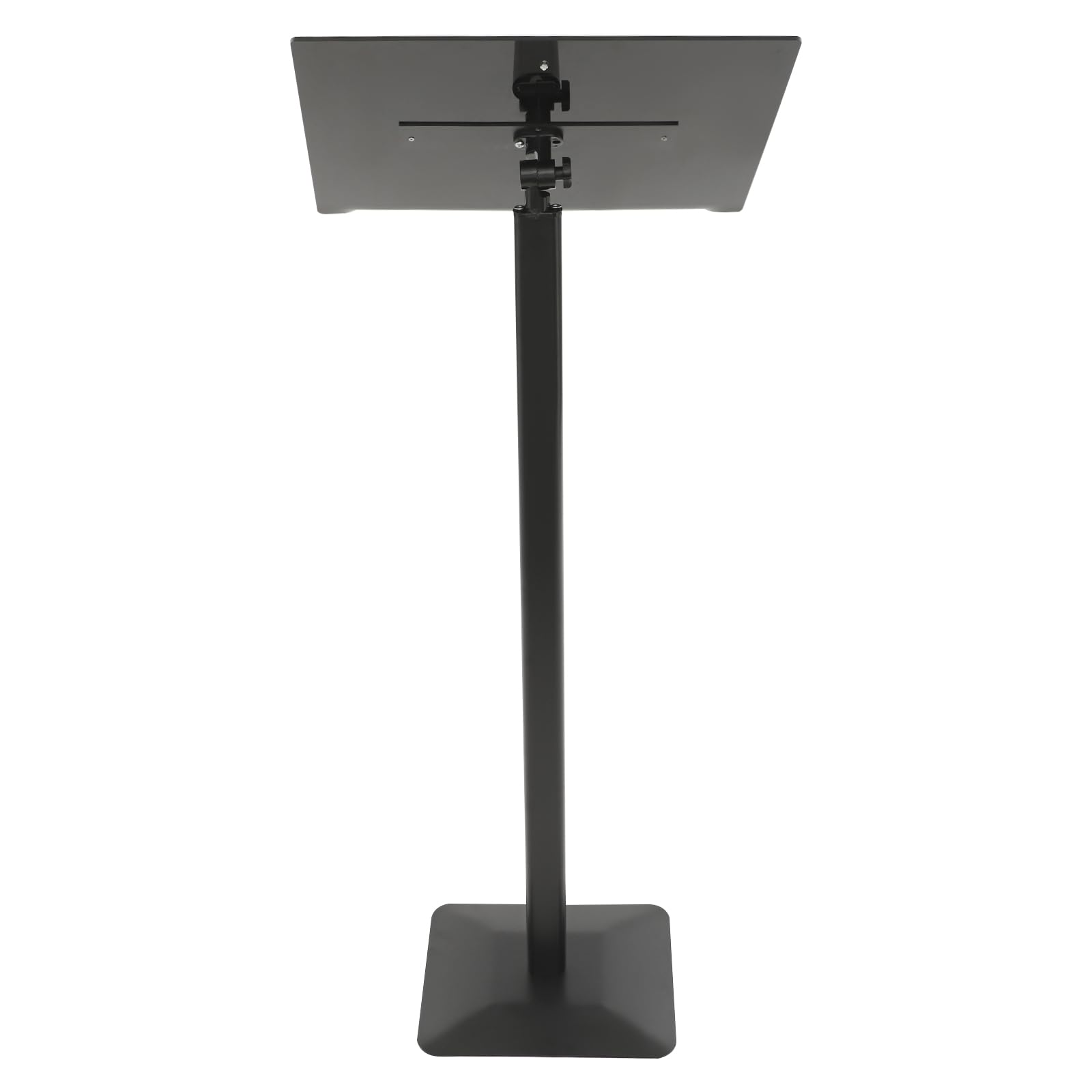 Soporte para menús, 32 x 28 cm, de metal negro, con anillas de 3 cm y ángulo de inclinación ajustable, altura de 115 cm, soporte de información