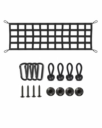 Lucky Straps Tailgate Net for Pickup Truck Bed 60 x 18 Heavy Duty Tailgate Cargo Netting for Full Size Truck Easy-to-use Tailgate Mesh for Chevrolet Ford Toyota GMC Jeep (Black)