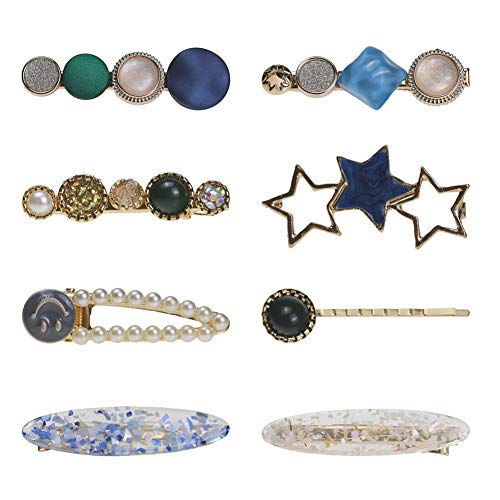 image for QIYIQI Pearls Hair Clips Acrylic Resin Hair Barrettes for Women Ladies