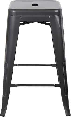 Miniatura 83 de GIA Taburete de mostrador sin respaldo de 24 pulgadas, cantidad de 4, bronce con asiento de madera clara Negro -,Café,Gris,gris, (Gun