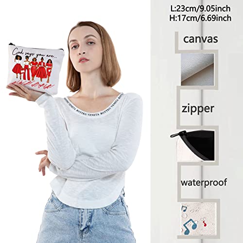 WZMPA Sorority Cosmetic Make up Bag Greek Sorority Gift God Says You Are Sorority Makeup Zipper Pouch Bag Sorority Paraphernalia(God Says Red)2