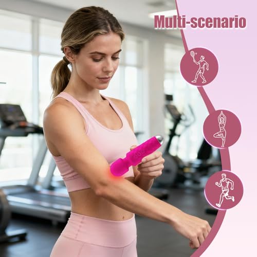 Image of Portable Handheld Back Massager to Relief Muscle Fatigue & Relax, Rose Pink | AImassa wand Portable Massage Tool to Relieve Neck and Shoulder Muscle Fatigue and Promote Relaxation