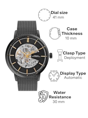 Image of French Connection Automatic Black Dial Men's Watch-FCA11BM