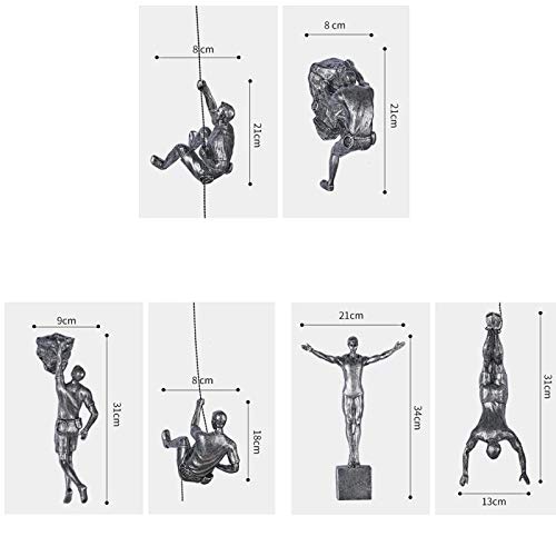 Xm&Lz Creative Wall Decor Sculpture,Silver Rock Climbing Man Statues,Resin Handmade Rock Climbers,Home Decor Accents Great Gift-F #TOP7
