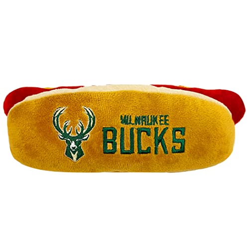 NBA Milwaukee Bucks Hot Dog Plush Squeak Toy for Dogs & Cats