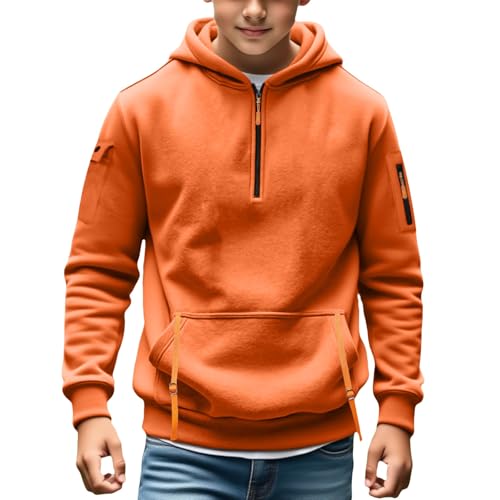 Boys Fleece Hooded Jackets Thick Warm Half Zip up Hoodies Coats with Pockets Youth Kids Long Sleeve Pockets Outwear