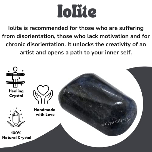 Image of Iolite Certified Crystal Healing Tumbled Stone, Natural Polished Crystals for DIY Crafts, Manifestation, Meditation, Pooja Feng Shui and Reiki Healing (30 Grams)