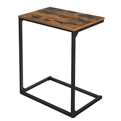 VASAGLE C Shape End Table, Small Coffee Table for Couch Or Sofa, Industrial Side Table in Living Room, Bedroom, 13.8 x 21.7 x 26 Inches, Rustic Brown and Black ULNT52BX 1 Set Rustic Brown +