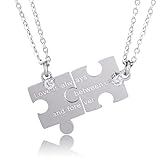 [felicitations] ペアネックレス カップル プレゼント ステンレス ジュエリー ネックレス メンズ レディース パズル BR-J068 (シルバー＆シルバー)