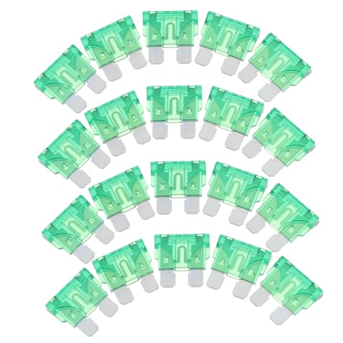 Kit de 60 fusibles estándar para automóvil, RV, camiones y embarcaciones, color verde, 30 A, 32 V, material zinc miniatura 1