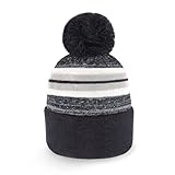 CHOK.LIDS Plain Color Stripe Beanies for Men and Women Soft Acrylic Knit Cuffed Beanie Cap Winter Hat Outdoor (Charcoal)