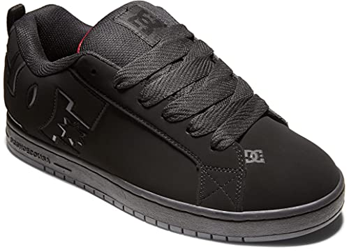 DC Men's Court Graffik Casual Low Top Skate Shoe Sneaker, Black/RED, 18