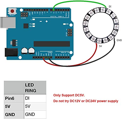 WS2812 RGB LED Ring 12 x 5050 WS2812B 12 Bits mit integrierten Treibern für Arduino Raspberry Pi Mirco:bit ESP32 (2 Stück)