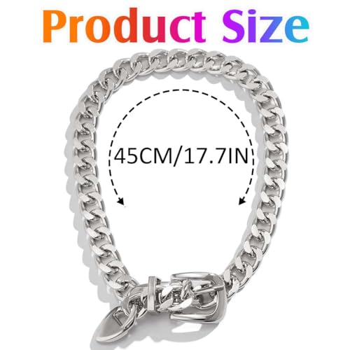 COSYDAYS Silver Chunky Choker Necklace Metal Belt Necklace Thick Cuban Chain Jewelry for Women4