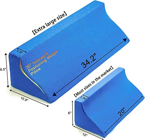 34in Bed Wedges & Body Positioners, 30 Degree Wedge Pillow for Side Sleeping/After Surgery, Triangle Foam Bed Wedge Pillow with Blue Machine Washable Cover, for Pregnancy, Back, Leg Pain Relief 2 34in Bed Wedges & Body Positioners, 30 Degree Wedge Pillow for Side Sleeping/After Surgery, Triangle Foam Bed Wedge Pillow with Blue Machine Washable Cover, for Pregnancy, Back, Leg Pain Relief - Image 3