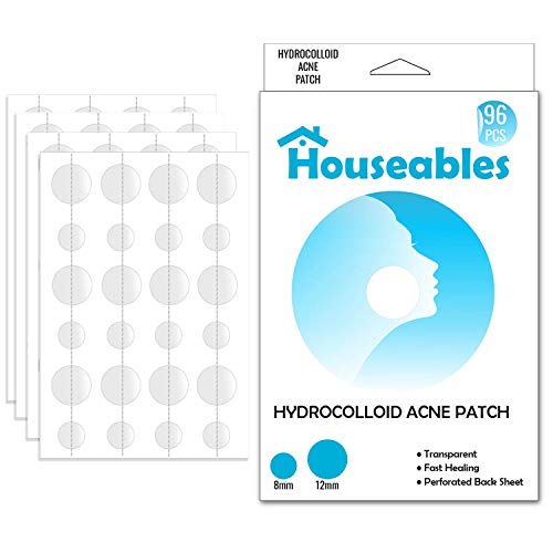 Houseables Pimple Patches, Acne Patch, 8 & 12mm, Spot Treatment, Hydrocolloid Bandages, Healing Dots, Sticker, Zit Cover, Pimples Stickers, Mini, For Face, Blemish, Cystic Zits, Overnight, Bacne