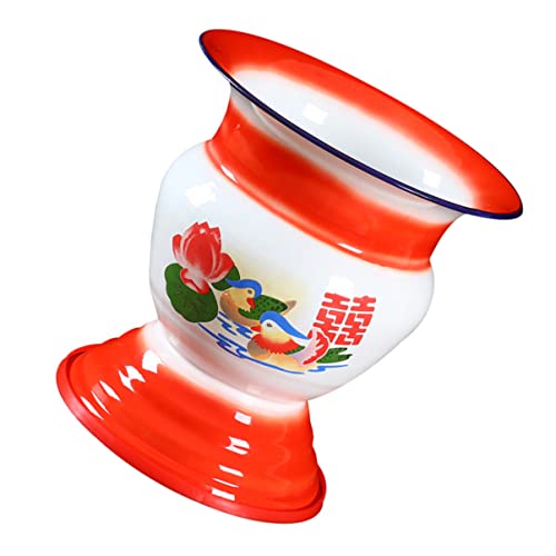 iplusmile 1 pieza Espito de Vintage para Baño Escupidera de Enamel para Casa para y Ancianos Diseño Práctico y Compacto Color Rojo