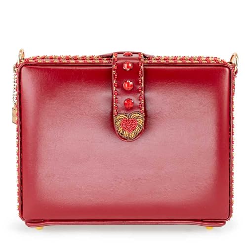 Mary Frances Sweet Indulgence Beaded Handbag Chocolate Box Crossbody Bag, Red2