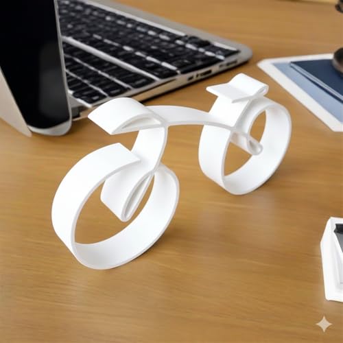 Image of Minimalistic Bicycle Sculpture Wire Framed Style, Bike Silhouette, Gift for a Cyclist, Bicycle Art Wall Decor, Side Table Statue Decor, Home Decoration (White, 7.87in*4.72in)