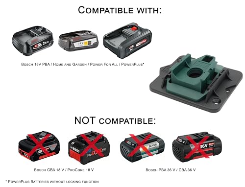 5x SLE Profi Akkuhalter für Bosch 18V POWER FOR ALL PBA Home & Garden Akku Wandhalterung Wand Halter Grün