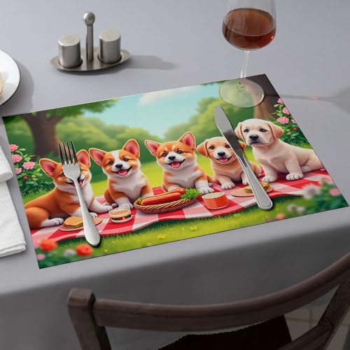 Sets de table de Pâques chiots tapis de fraises et décoration d'intérieur