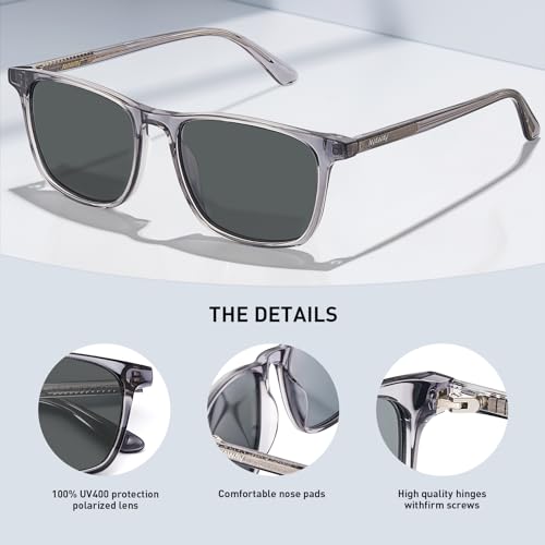AVAWAY Acetate Polarized Sunglasses for Men, UV400 Protection Fashion Retro Cool Square Frame Driving Fishing Sun Glasses3