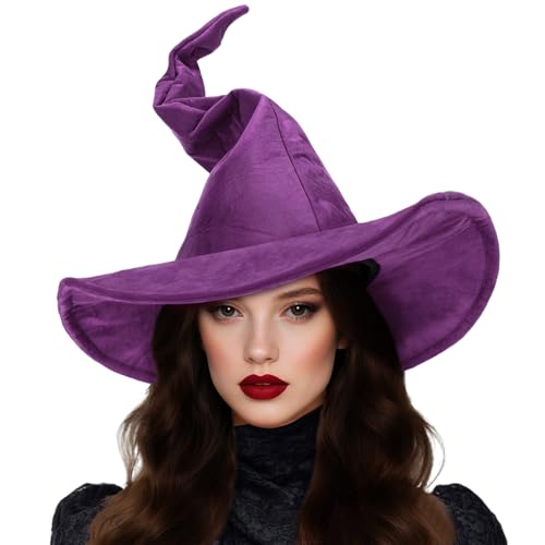 Cossoul Wizard Hat Adult Halloween Witch Hat Witch Costume Accessories (Purple)