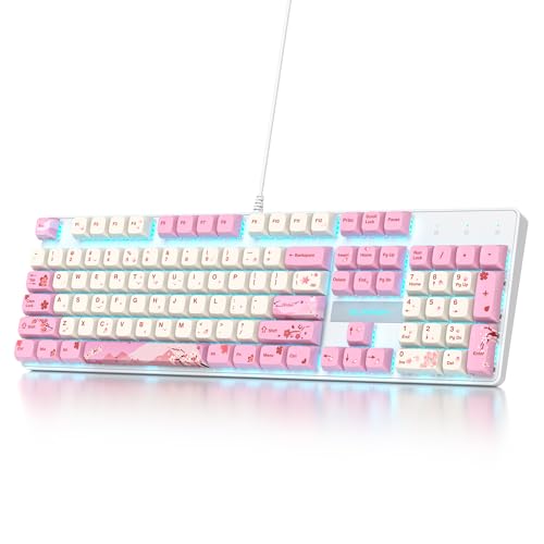 SbocKeeb Full Size Mechanische Gaming Tastatur 104 Tasten with Nummernblock,Kabelgebundene RGB LED Tastatur mit Rote Schaltern, Anti-Ghosting QWERTY Amerikanische Layout V200-Ying