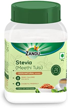 Zandu Stevia Meethi Tulsi Powder- A Healthier Substitute for Sugar |Helps Maintain Healthy Sugar Levels & Healthy Weight (100 g Powder)