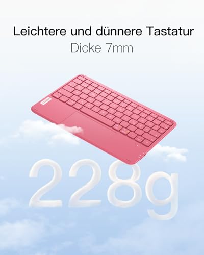Inateck ultradünne Tablet-Tastatur mit Touchpad, 3 Bluetooth-Kanäle – Ansicht 3