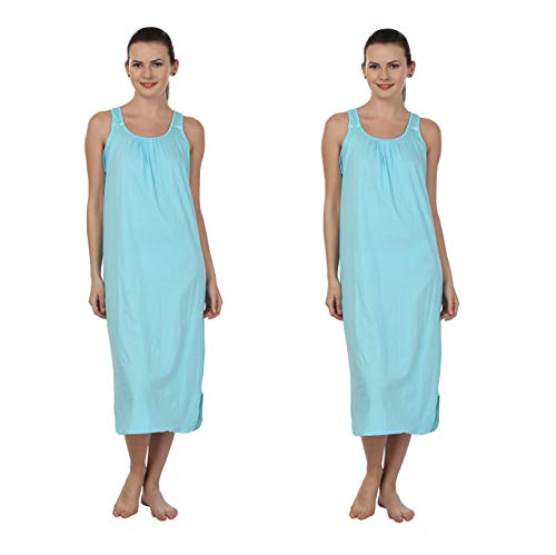 Image of BLAZON Women's Cotton Hosiery Solid Maxi Nighty Slip (Pack of 2) Available Sizes: S, M, L, XL, 2XL, 3XL, 4XL, 5XL