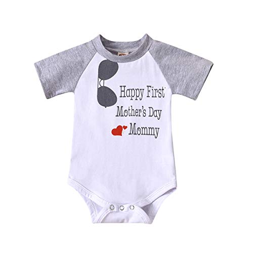 Happy First Mother’s Day Mommy Infant Baby Boy Girl Letter Print Onesie Short Sleeve Bodysuit Happy First Mother’s Day Mommy Infant Baby Boy Girl Letter Print Onesie Short Sleeve Bodysuit