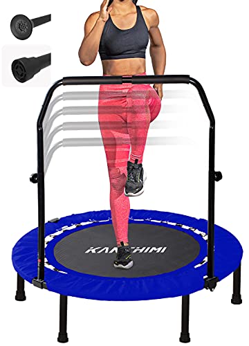 Kanchimi Faltbar Mini Fitness Indoor Exercise Workout Rebounder Sport Trampolin mit Griff (Blau, 40 inch（101.6 cm）)