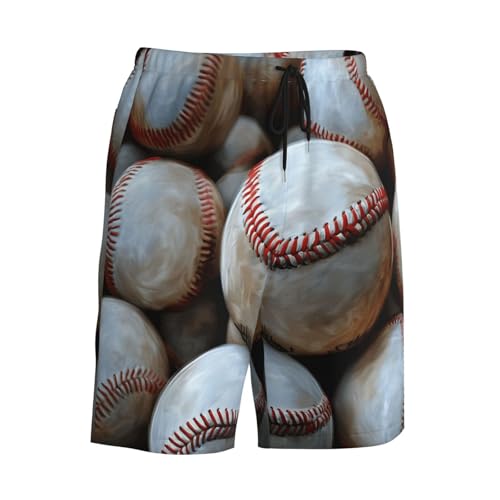 Sport Ball Baseball Print Men's Beach Pants Lightweight Quick-Dry Swim Pants with Mesh Lining for Men 6