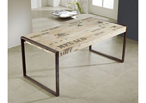 MASSIVMOEBEL24.DE | Factory Esstisch aus Massivholz #116 | aus Mangoholz und Eisen - Natur, Bedruckt | 160x90x76 cm… – Bild 7