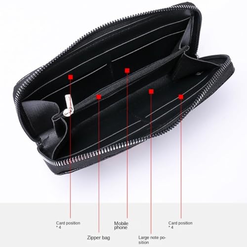 Phone Bag Large Capacity Solid Color Card Holder PU Wallet Men(Black)3