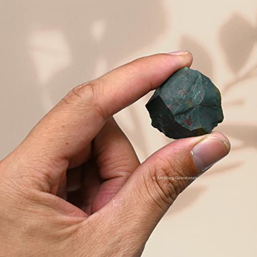 Image of Amazing Gemstone Bloodstone Raw Crystals and Healing Stones, Natural Rocks for Tumbling and DIY Raw Stones and Crystals (5 Pieces)