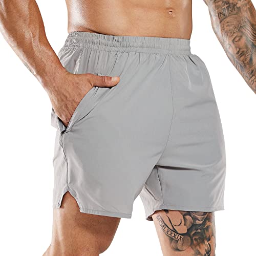 MIER Men's Active Running Shots 5 Inch Exercise And Fitness Training Shorts With Zipper Pockets