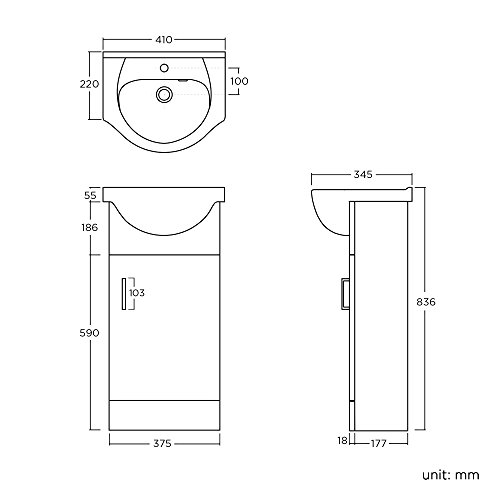 Mobiletto per il lavandino bianco lucido