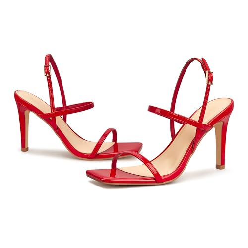 Image of Women's Strappy High Heeled Sandals Open Toe Ankle Strap heels Comfy Weddings Shoes