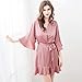 NYUJ Morgenmantel Damen,Damen Kimono Morgenmantel Sexy Pink Einfarbig Rüschen Krawatte Taille Satin Leichte Nachtwäsche Robe Loungewear Frühlingsbademantel Für Damen Hochzeit Pyjamas Party,L