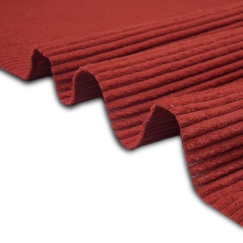Image of Encasa XO Corduroy Fabric by the Meter, 59 inch Wide Premium 238 GSM Polyester Upholstery & Sewing Material, Soft Ribbed Rust Brown Fabric for Sofa /Cushion Covers, Trousers, Curtains & DIY Crafts
