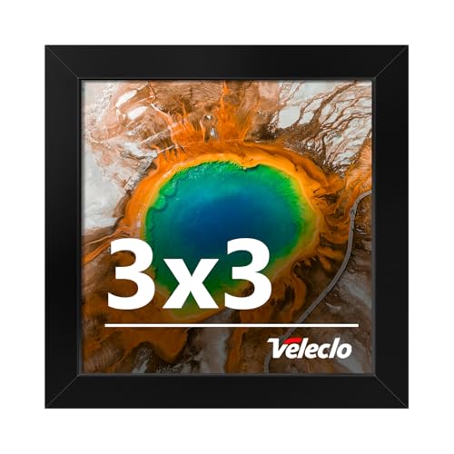 Veleclo 3x3 Picture Frame 3x3 Black Picture Frame with Shatter Resistant Plexiglass Stable and Sturdy 3 x 3 Poster Frame Handpicked Gift Collection 1 Pack