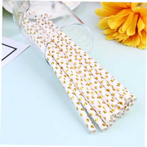 100 pitillos desechables de papel con estampado dorado miniatura 6