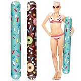 WinnerWhy 2 Pcs Inflatable Pool Noodles 41.3 Inch Fabric Pool Floats Adult Hawaii Swim Butter Noodles Tropical Inflatable Float for Summer Beach Hawaii Party Sports(Donut)