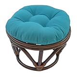 Blazing Needles Solid Twill Round Footstool Cushion, 18', Aqua Blue