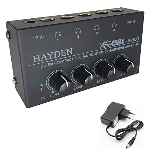 HAYDEN HA400 Headphone Amplifier 4 Ch Channel Metal Stereo Audio...
